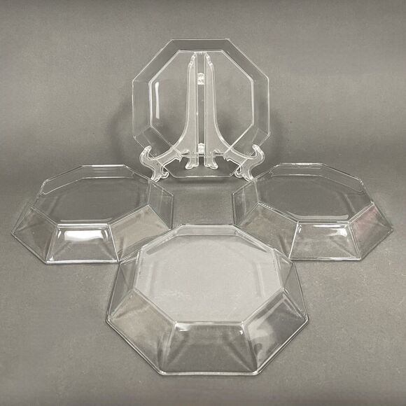 Arcoroc France Octime Clear Octagonal Bowls Glass 7 3/4" across Lot of 4 - Picture 6 of 13